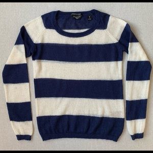 Maison Scotch Long Sleeve Top, Navy & White, Size 2